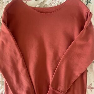 coral off the shoulder sweatshirt